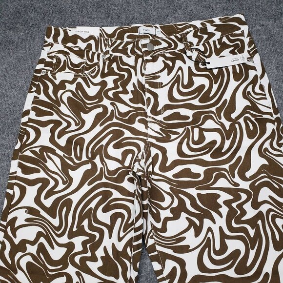 Rue21 Jeans Womens Plus 2X Brown White Denim Skate Straight Leg Wavy Stretch New - Picture 8 of 12